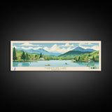 Maidstone Lake, Vermont Panoramic Wall Art Framed Canvas Print, Midcentury Modern, Pop Art, Home Decor, Travel Poster, Bedroom Art