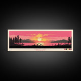 Navajo Lake, New Mexico Framed Canvas Print, Panoramic Wall Art, Midcentury Modern, Pop Art, Home Decor, Travel Poster, Living Room Art