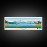 Odell Lake, Oregon Framed Canvas Print, Panoramic Wall Art, Midcentury Modern, Pop Art, Home Decor, Travel Poster, Living Room Art