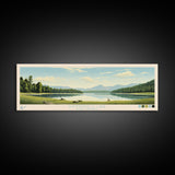 Summerville Lake, West Virginia Framed Canvas Print, Lake House Art, Midcentury Modern Decor, Pop Art, Travel Poster, Living Room Wall Art