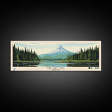 Trillium Lake, Oregon Framed Canvas Print, Lake House Art, Midcentury Modern Decor, Pop Art, Travel Poster, Bedroom Wall Art