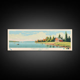 Turkey Creek Lake, Ohio Framed Canvas Print, Lake House Decor, Midcentury Modern Art, Pop Art, Travel Poster, Living Room Wall Art