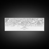 Panoramic Oslo City Map, Norway Art, Map Print, Minimalist Wall Art, Canvas Art, Housewarming Gift, Street Map Art, Closing Gift