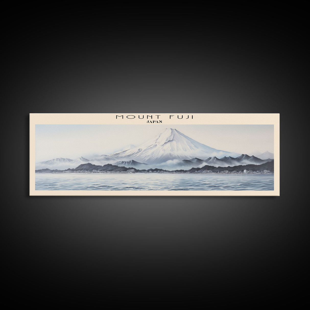 Mount Fuji Travel Art Framed Canvas Print, COUNTRY Wall Decor, Home Decor, Travel Poster, Vintage Wall Art, Watercolor Painting