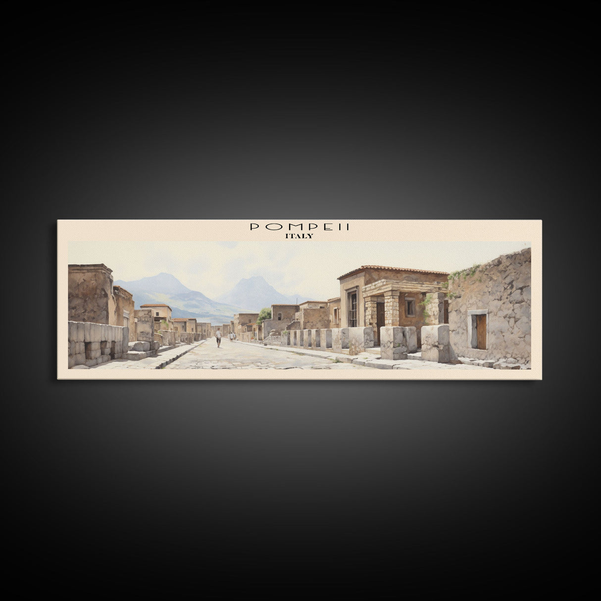 Pompeii Travel Art Framed Canvas Print, COUNTRY Wall Decor, Home Decor, Travel Poster, Vintage Wall Art, Watercolor Painting