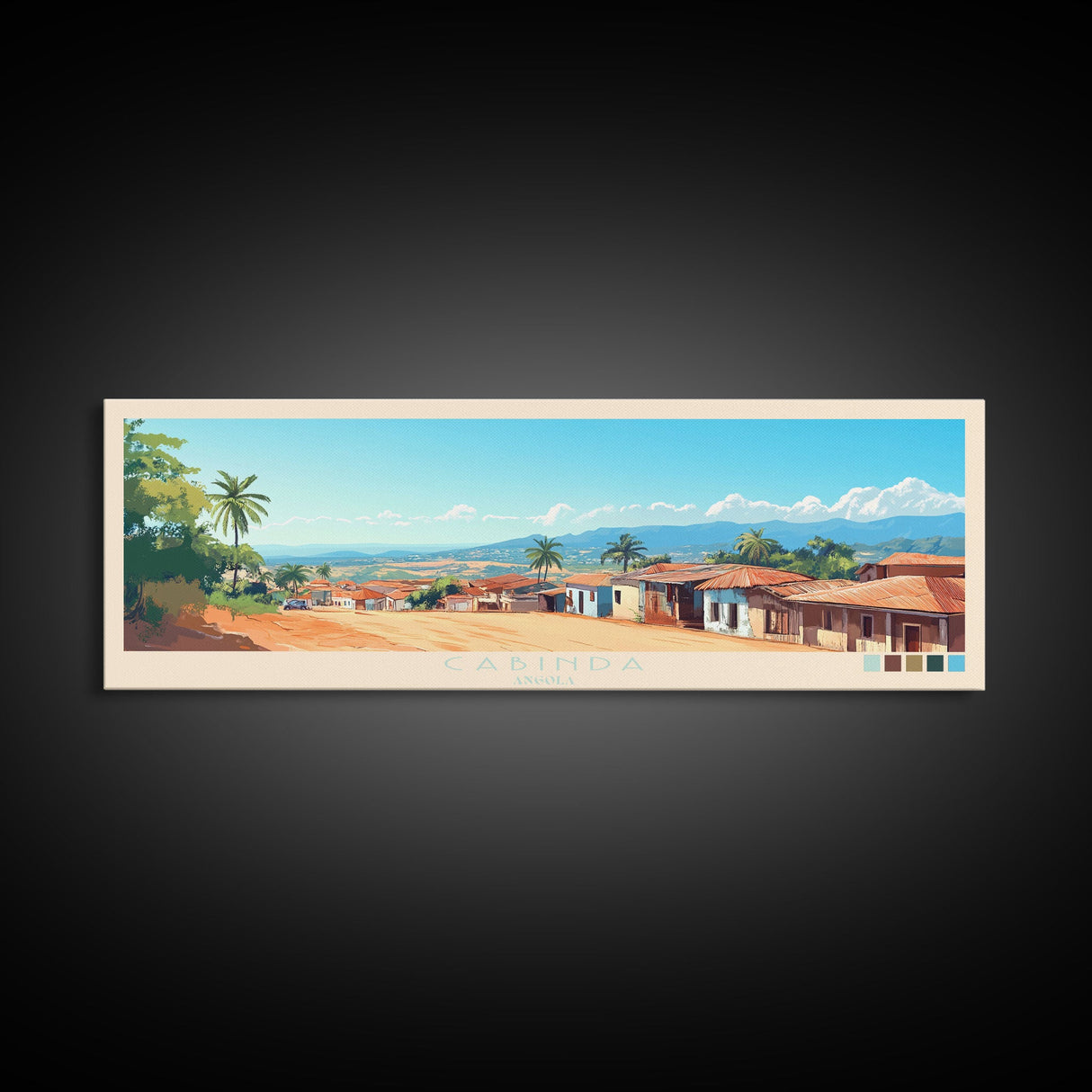 Cabinda, Angola Panoramic Travel Poster Canvas Print, Cabinda, Angola Painting, Angola Art, Cabinda Travel Art, Guest Room Painting