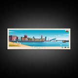 Cardiff, Wales Travel Poster Panoramic Canvas Print, Cardiff, Wales Painting, Wales Art, Cardiff Travel Art, Guest Room Painting