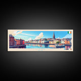 Cork, Ireland Panoramic Travel Poster Canvas Print, Cork, Ireland Painting, Ireland Art, Cork Travel Art, Living Room Painting