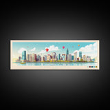 Kaohsiung, Taiwan Panoramic Travel Poster Canvas Print, Kaohsiung, Taiwan Painting, Taiwan Art, Kaohsiung Travel Art, Guest Room Painting