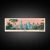Cali, Colombia Panoramic Canvas Print, Cali, Colombia Painting, Colombia Art, Cali Travel Poster, Travel Art, Vacation Gift