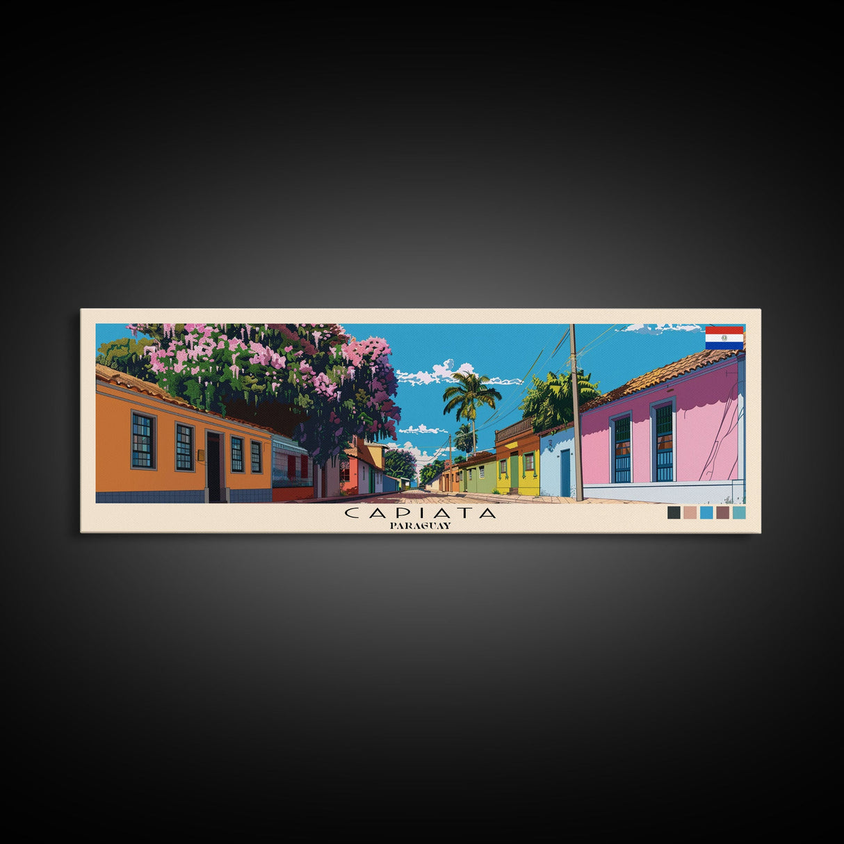 Capiata, Paraguay Panoramic Canvas Print, Capiata, Paraguay Painting, Paraguay Art, Capiata Travel Poster, Travel Art, Guest Room Painting