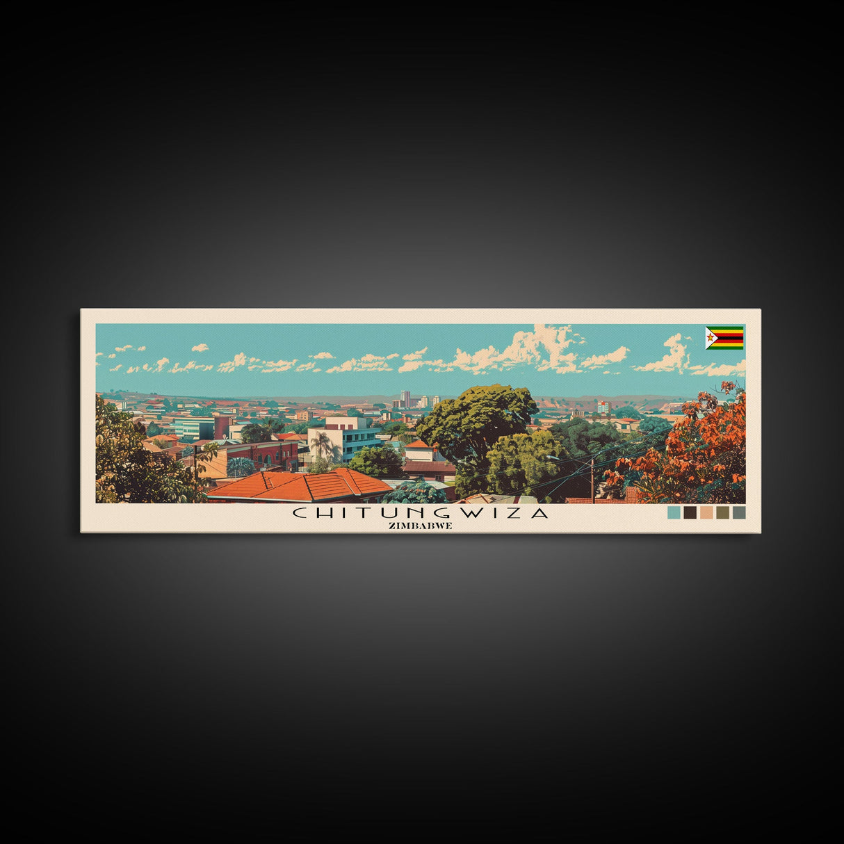 Chitungwiza, Zimbabwe Panoramic Canvas Print, Chitungwiza, Zimbabwe Painting, Zimbabwe Art, Chitungwiza Travel Poster, Travel Art, Vacation Gift