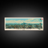 Mexico City, Mexico Panoramic Canvas Print, Mexico City, Mexico Painting, Mexico Art, Mexico City Travel Poster, Travel Art, Guest Room Painting