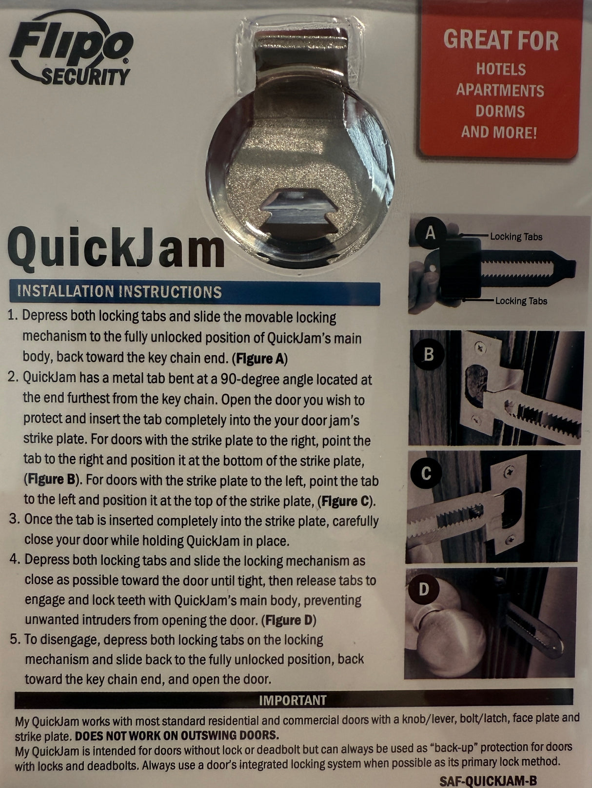 QuickJam™ Universal Portable Door Security Blocker