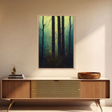 Magical Forest Oil Painting Style, Spooky Pirate Ship Art, Framed Canvas Print, Ready To Hang Framed Wall Art, Living Room Wall Hanging
