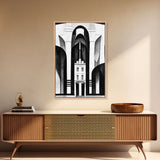 Art Deco Black And White Art Print, Art Deco Architecture, Framed Canvas Print, Ready To Hang Framed Wall Art, Living Room Wall Hanging