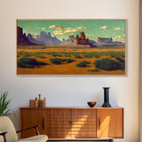 Pueblo Style Art, Painting Of the Arizona Desert, Wall Decor, Ready To Hang Framed Canvas Print, Oversize Wall Art