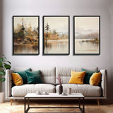 Beautiful 3 Piece Wall Art Canvas Print Set, Landscape Painting, Living Room Decor, Office Art, Wall Decor, Landscape Moody Landscape