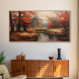 Fall Decor Framed Canvas Print | Trees With Falling Leaves | Fall Wedding Decor | Fall Home Decor | Fall Wall Decor | Rustic Fall Decor