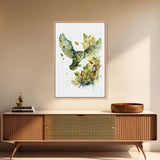 Watercolor of an owl in flight, owl painting print, framed canvas print, cool nature wall art, watercolor