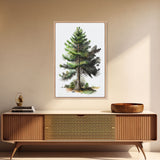 Pine Tree Watercolor Wall Art Canvas Print - Vibrant Colorful Nature Scene Artwork