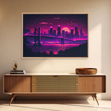 Cityscape Bridge Full Moon Purple Night Fine Art Print, Wall Decor, Wall Art Print, Wall Poster
