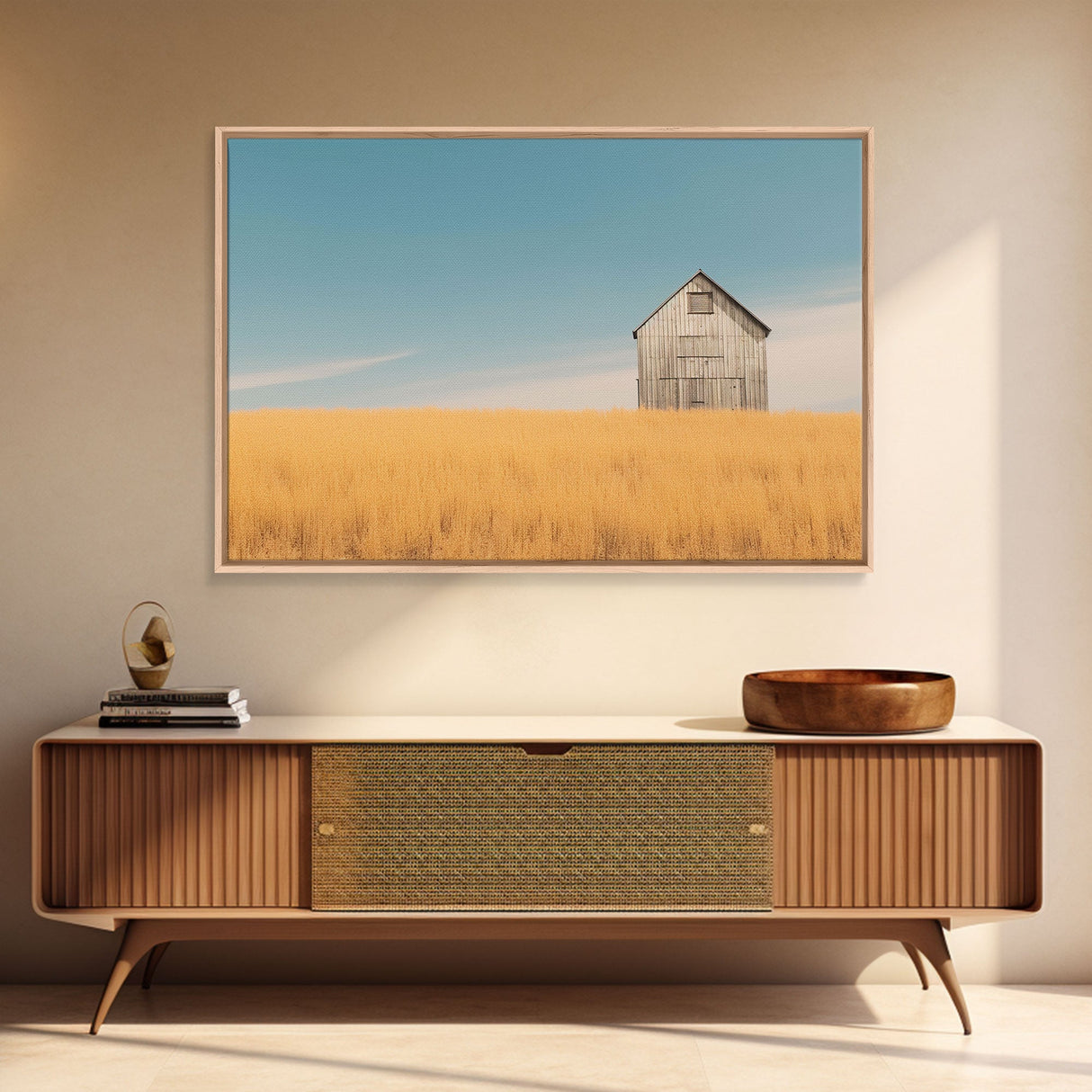 Liminal Spaces, Rustic Farmhouse Wall Decor, Teal Gray Barn Landscape Art Print or Canvas, Country Living Room Wall Decor, Liminal Art