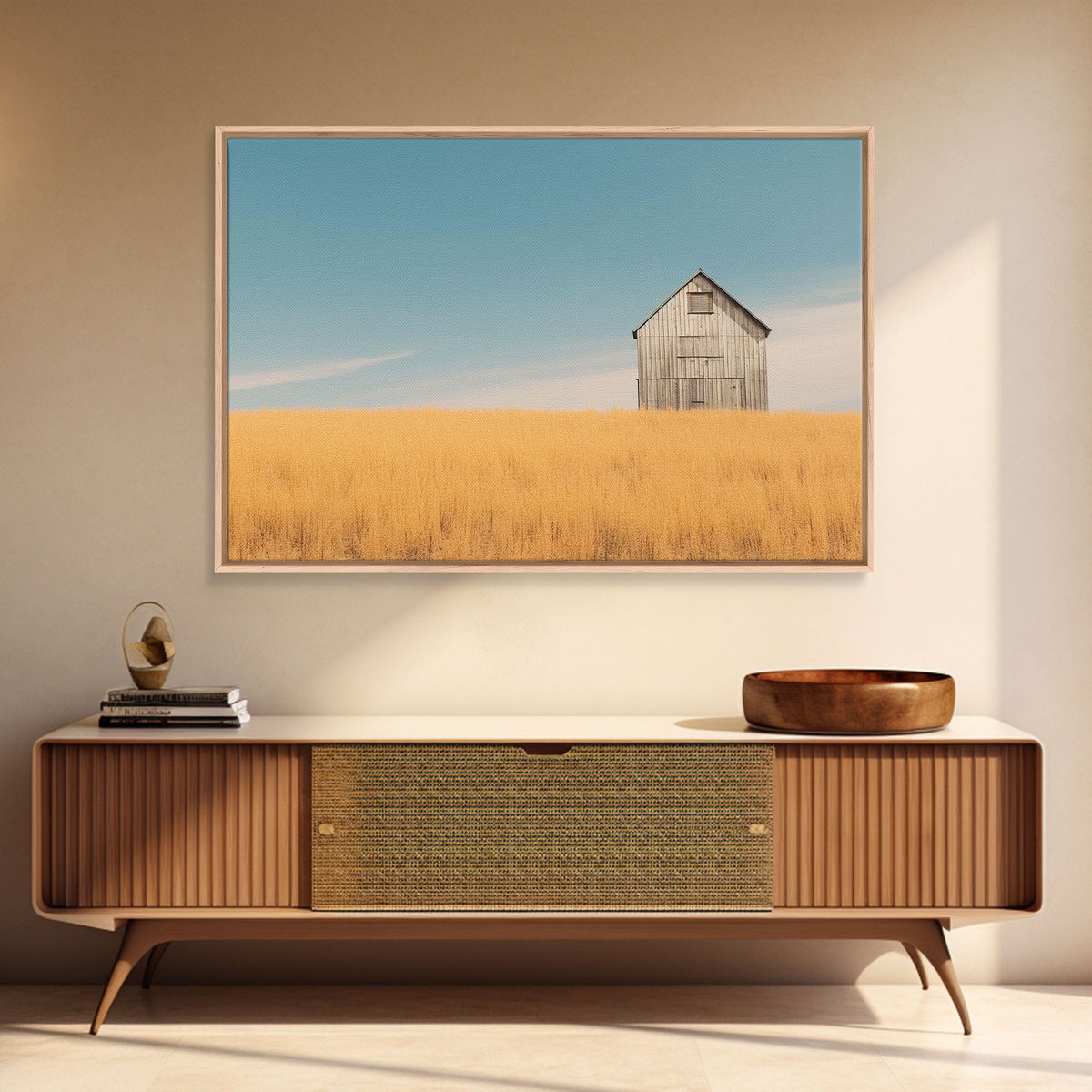 Liminal Spaces, Rustic Farmhouse Wall Decor, Teal Gray Barn Landscape Art Print or Canvas, Country Living Room Wall Decor, Liminal Art