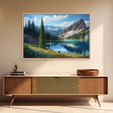 Calm and Serene Landscape Painting, Framed Canvas Print, Canvas Art, Framed wall decor, living room wall art, Pine Tree Lake
