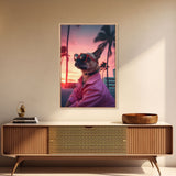 Pug Wall Print, Dog Wall Art, Dog Sunglasses, Dog In Pink Jacket, Funny Art, Framed Wall Art, Framed Canvas, Wall Print, Wall Canvas