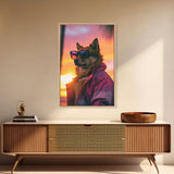 Shiba Inu Wall Print, Dog Wall Art, Dog Sunglasses, Dog In Pink Tracksuit, Funny Art, Framed Wall Art, Framed Canvas, Wall Print