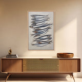 Sardines Art Print - Framed Canvas Art - Oil Painting Still Life Print - French Kitchen Art - Restaurant Art - Boho Farmhouse Decor