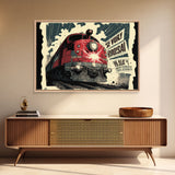 Fictional Soviet Propaganda Train Poster, Framed Canvas Print, Large Wall Art, USSR Art