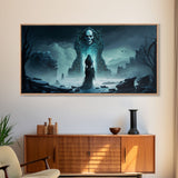 Doorway to Niflheim, Land of Mist and the Dead, Norse Mythology Fantasy Art, Framed Canvas Print, Fantasy Decor