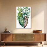 Florapunk Heart, Anatomical Heart Painting Canvas Print, Watercolor Heart, Human Heart, Pond Heart, Marsh Painting, Waterlily, Lily pads