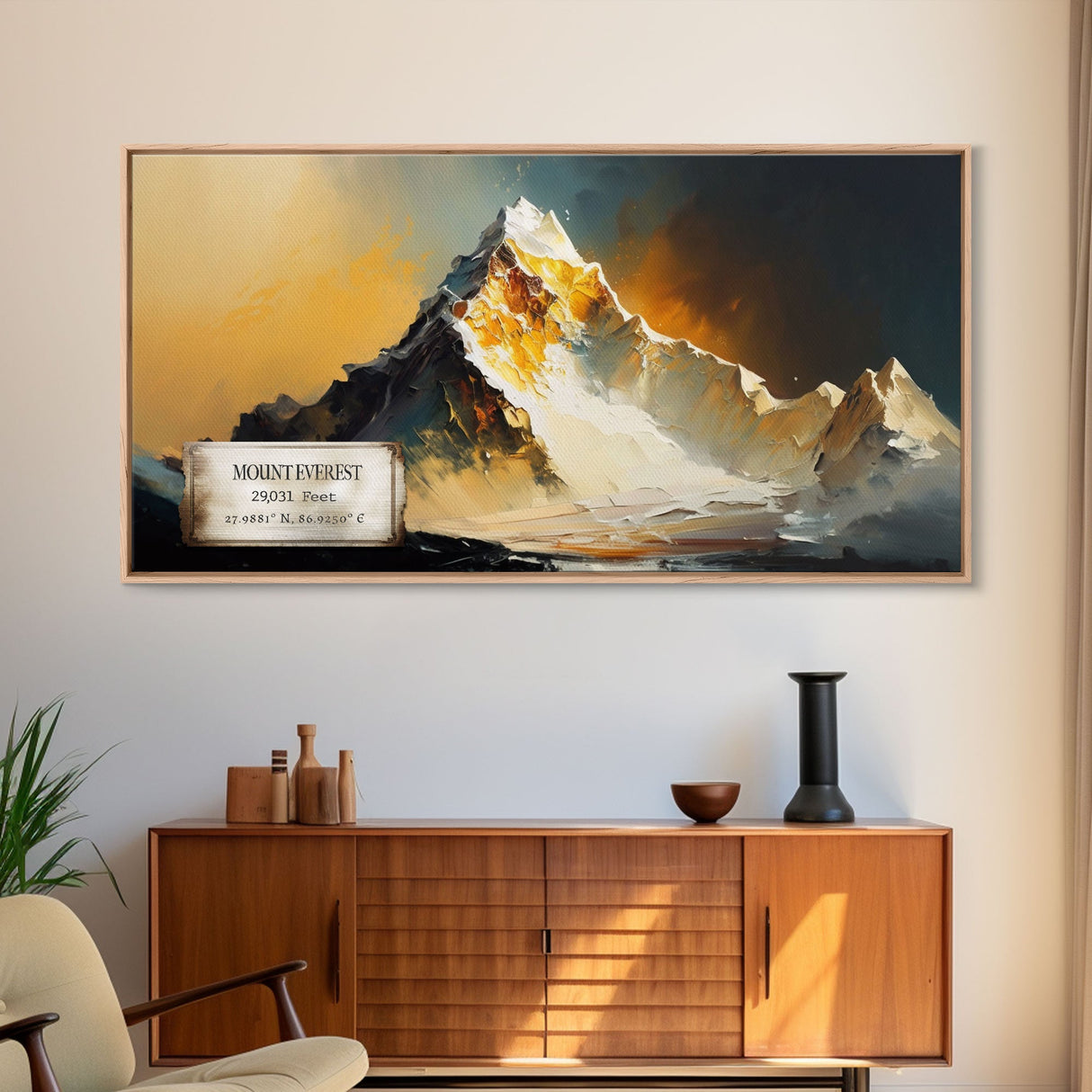 Mount Everest, Himalayas, Wall Art, Original Mountain Painting Print, Travel Poster