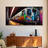 Urban Decay Wall Art - Graffiti Covered Subway Train - 1970s NYC Art - Framed Canvas Print - Original Art - Dystopian Urban Decay