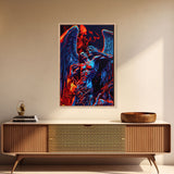 Gothic Angel, Horror Decor, Framed Canvas Print, Fallen Angel