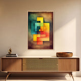 Framed Canvas Print Wall Art Set Color Blocks Abstract Shapes Illustrations Mid Century Modern Wall Art Boho Decor Abstract Wall Art
