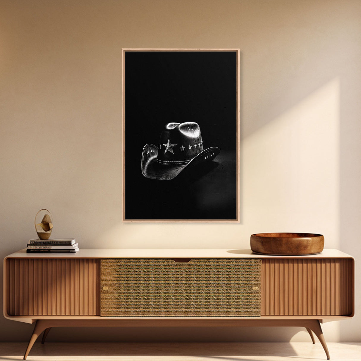 Cowboy Hat Print, Western Wall Art, Black And White, Texas Art, Minimalist Art, Wall Decor, Canvas Art, Wall Art, Framed Canvas Wall Decor