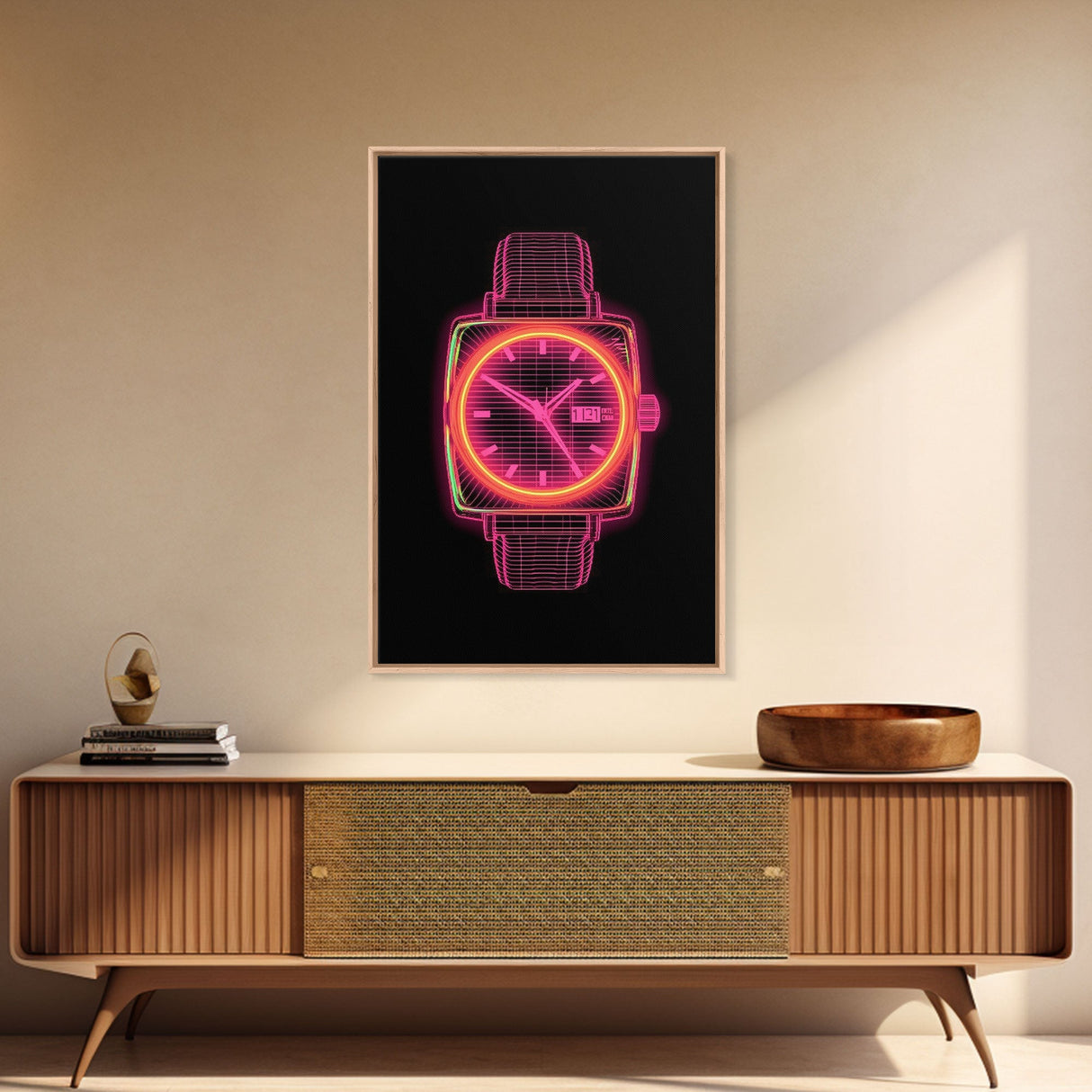 Vaporwave Wrist Watch Wall Decor, Vibrant Watch Wall Art, Minimalist Print, Wall Decor, Canvas Print, Wall Art, Framed Canvas
