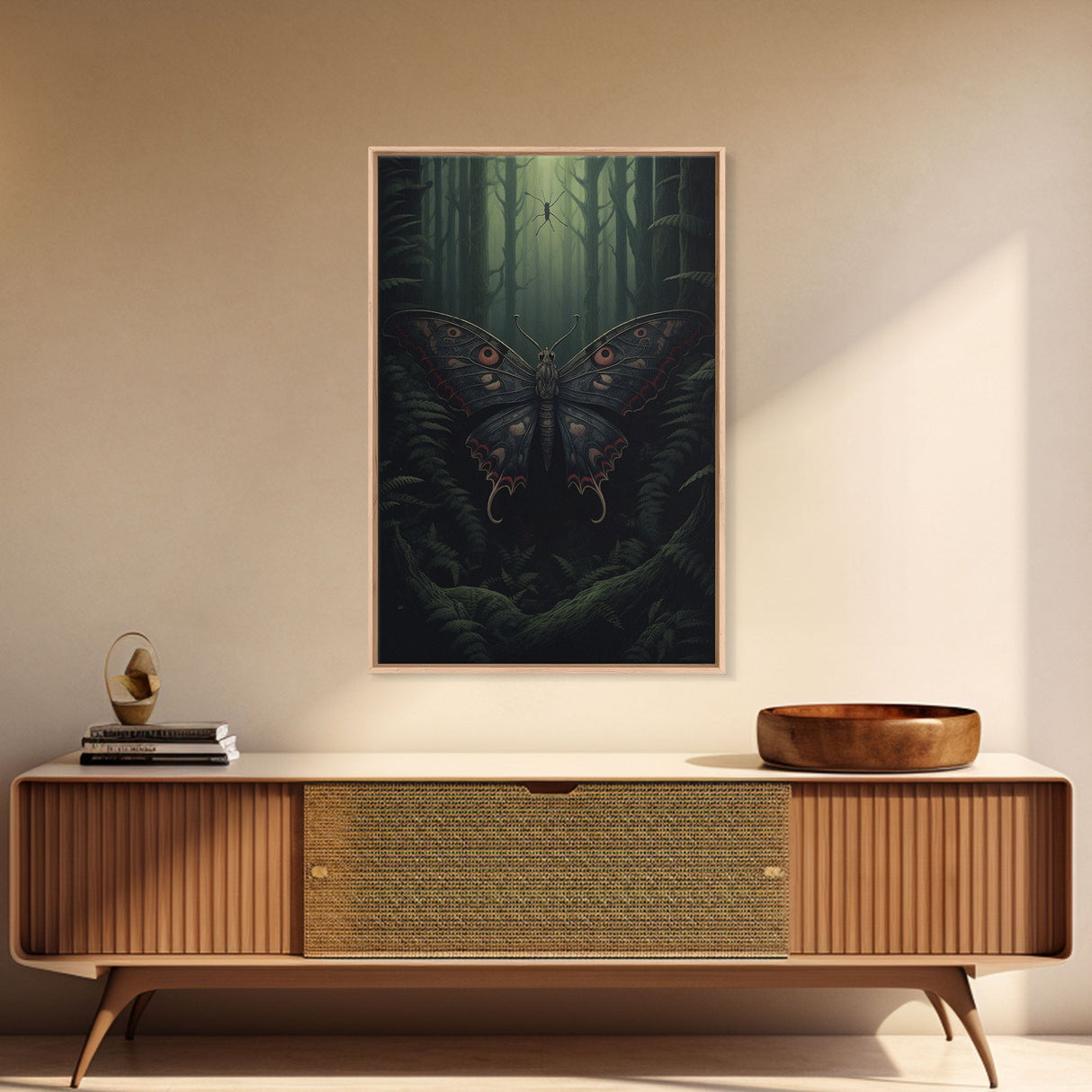 Butterfly Wall Decor, Butterfly In Woods, Green Wall Art, Insect Wall Decor, Wall Decor, Canvas Print, Wall Art, Framed Canvas