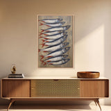 Fish Wall Art, Sardines Painting, Food Wall Decor, Kitchen Wall Art, Minimalist Wall Art, Wall Decor, Canvas Print, Wall Art, Framed Canvas