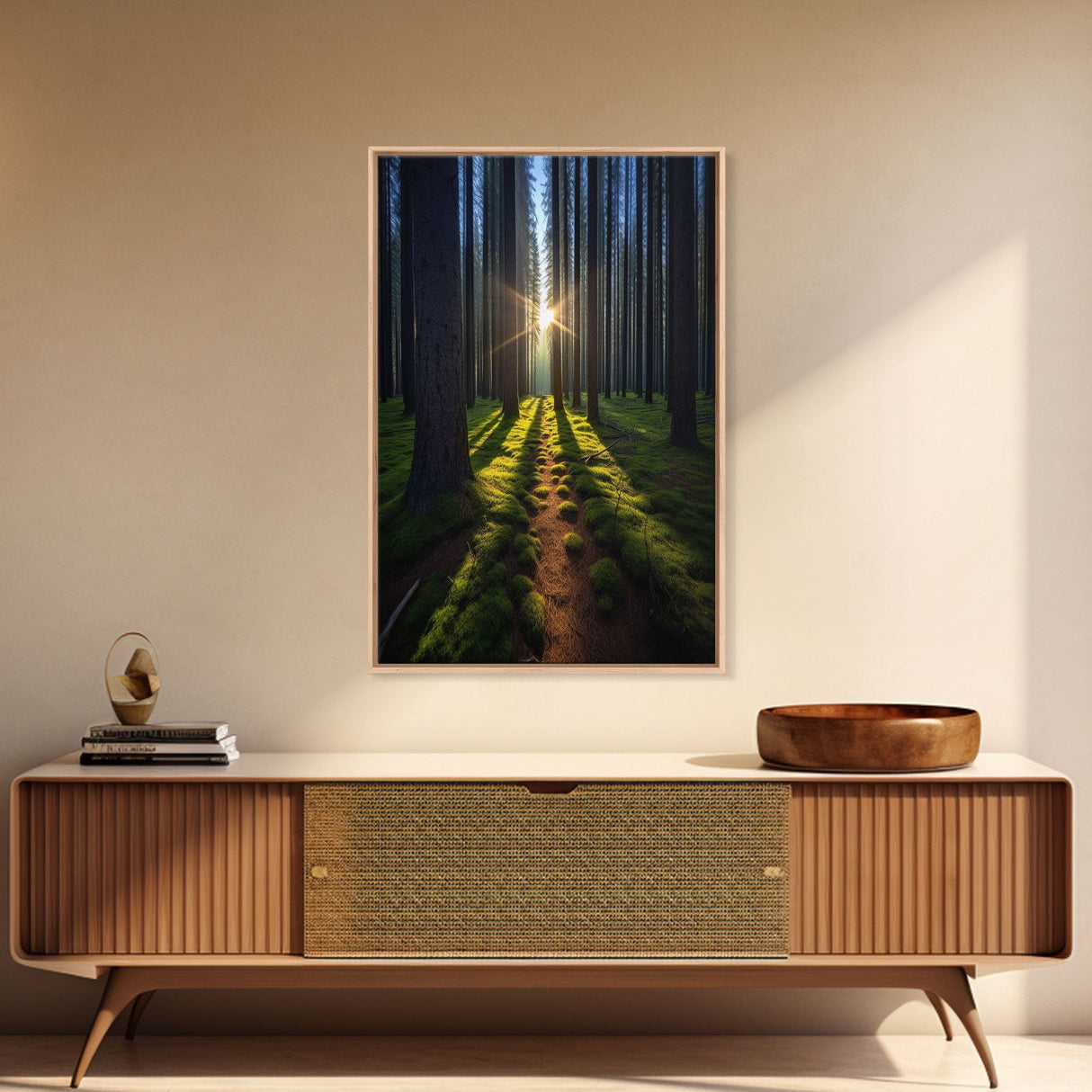 Sunset Wall Decor, Nature Print, Forest Path Wall Art, Trees Wall Art, Photography Print, Wall Decor, Canvas Print, Wall Art, Framed Canvas