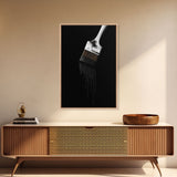 Dripping Paint Brush Wall Art, Black Paint, Brush Wall Decor, Minimalist Print. Wall Decor, Canvas Art, Wall Art, Framed Canvas Wall Decor