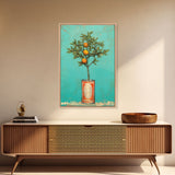 Orange Plant In Can Wall Decor, Fruit Wall Art, Kitchen Wall Art, Minimalist Wall Art, Wall Decor, Canvas Print, Wall Art, Framed Canvas Art