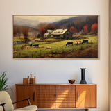 Farm Wall Decor, Country Wall Decor, Farm Animals Wall Decor, Fall Wall Art, Panoramic Wall Decor, Canvas Print, Wall Art, Framed Canvas Art