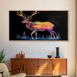 Abstract Stag Wall Art, Animal Art Print, Colorful Art, Watercolor Wall Art, Panoramic Wall Decor, Canvas Print, Wall Art, Framed Canvas Art