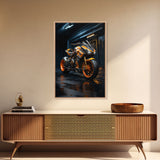 Futuristic Cyberpunk Motorcycle Concept Art, Sport Bike Canvas Print