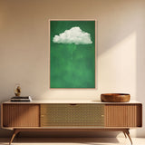 Dark Green Rain Cloud Wall Art, Framed Canvas Or Poster Print, Abstract Art Print, Minimalist Wall Decor, Maximalist Decor, Emerald Green